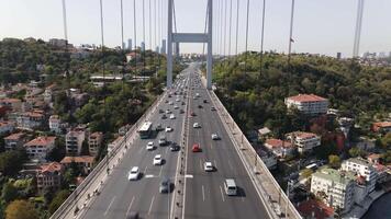 Aerial view of Bosphorus Bridge in Istanbul video