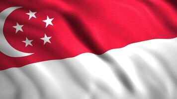 Background of waving flag of country. Motion. Beautiful 3d animation with moving flag canvas. Background for patriotic holiday with flag of Singapore video