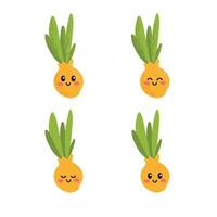 Set of cute cartoon colorful ones onion with different emotions. Funny emotions character collection for kids. Fantasy characters. illustrations, cartoon flat style. vector