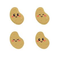 Set of cute cartoon colorful potatoes with different emotions. Collection of characters with funny emotions for kids. Fantasy characters. illustration, cartoon flat style vector