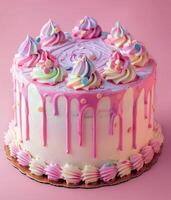 Simple Light Pink Cake with Frosting photo