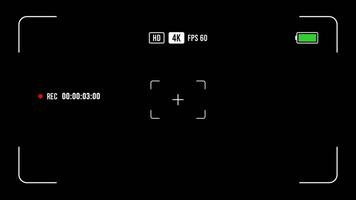 Camera Recording Screen Overlay. Recording Frame Alpha Channel Transparent Background. 4K Resolution video