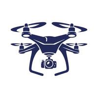 a blue and white drone icon on a white background vector
