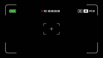 Camera Recording Screen Overlay. Recording Frame Alpha Channel Transparent Background. 4K Resolution video