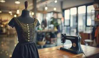 A dress is displayed on a mannequin in a store photo