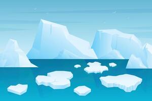 iceberg view north pole glacier golbal warming background vector