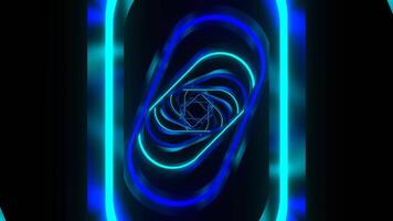 Blue and Cyan Neon Spiral Ellipse Tunnel Background VJ Loop in 4K video