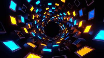 Orange and Blue Slowed Rotation Strobe Tunnel Background VJ Loop in 4K video