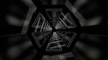 White Neon Sci-Fi Cyber Dimension Tunnel Background VJ Loop in 4K video