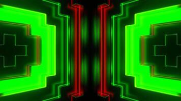 Grün und rot Neon- Blitz Linien Bewegung Hintergrund vj Schleife im 4k video