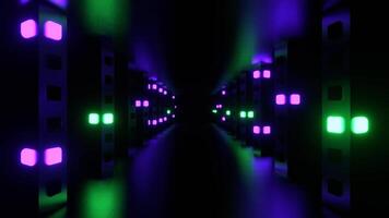 lila und Türkis Rückkehr Bewegung entlang Blitz Gang Hintergrund vj Schleife im 4k video