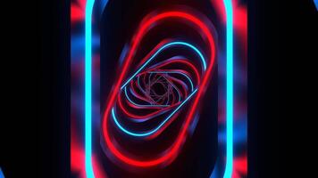 Red and Blue Neon Spiral Ellipse Tunnel Background VJ Loop in 4K video