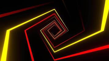 Red and Yellow Square Spiral Neon Light Movement Background VJ Loop in 4K video