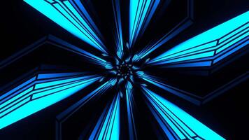 Blue Hexagonal Neon Line Kaleidoscope Tunnel Background VJ Loop in 4K video