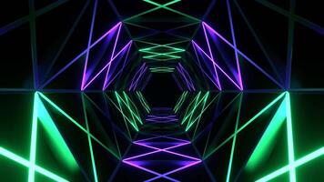 Purple and Turquoise Neon Light Moves Along Hexagon Grate Background VJ Loop in 4K video