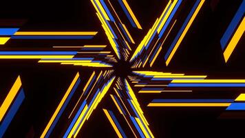 Orange and Blue Hexagonal Neon Line Moving Lighting Background VJ Loop in 4K video