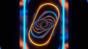 Orange and Blue Neon Spiral Ellipse Tunnel Background VJ Loop in 4K video