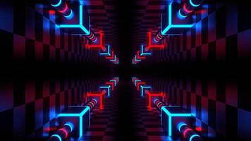 Red and Blue Neon Energy on Corners Tunnel Background VJ Loop in 4K video
