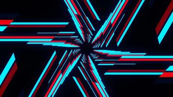 Blue and Red Hexagonal Neon Line Moving Lighting Background VJ Loop in 4K video