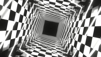 White Neon Spiral Square Tunnel Background VJ Loop in 4K video