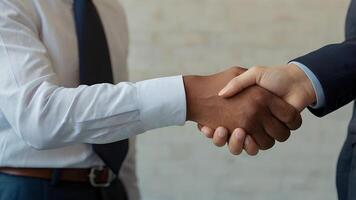 Business partners handshake global corporate with technology concept photo
