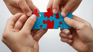 Hands holding puzzle business problem solving concept photo