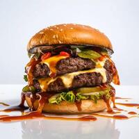 Tasty burger with Beef and Cheese photo