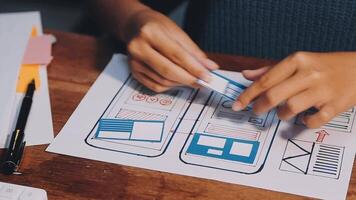 ux designer creative Graphic planning application development for web mobile phone or computer. User experience concept. video