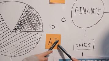 Finance manager meeting discussing company growth project success financial statistics, professional investor working start up project for strategy plan with document, laptop and digital tablet. video