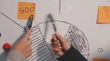 Finance manager meeting discussing company growth project success financial statistics, professional investor working start up project for strategy plan with document, laptop and digital tablet. video