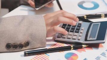 Finance manager meeting discussing company growth project success financial statistics, professional investor working start up project for strategy plan with document, laptop and digital tablet. video