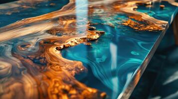 epoxy table in the room close-up photo