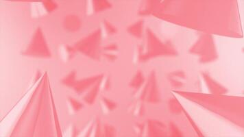 Red color 3d shiny cone shapes slowly rotating 3d geometrical abstract background video