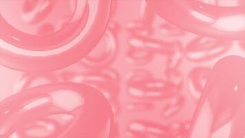 Red color 3d glossy torus slowly moving in space, futuristic 3d abstract geometrical background video