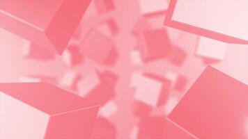 Red color slowly rotating 3d shiny cubes abstract 3d background video