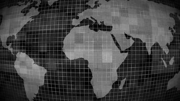 White color futuristic world map geographical background, hi-tech map of planet earth on black background video