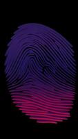 Minimalist fingerprint outline against a colorful, abstract geometric background. video