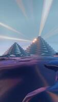 Captivating 3D wireframe landscape , merging 80s aesthetic with futuristic elements, showcasing digital nostalgia and innovation video