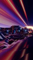 Captivating 3D wireframe landscape , merging 80s aesthetic with futuristic elements, showcasing digital nostalgia and innovation video