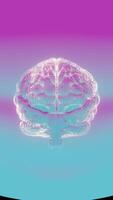 3D abstract representation of a brain in a holographic form. The holographic brain shimmers with a spectrum of colors, creating a visual that is both futuristic and mesmerizing. video