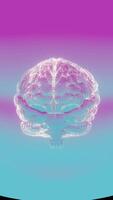 3D abstract representation of a brain in a holographic form. The holographic brain shimmers with a spectrum of colors, creating a visual that is both futuristic and mesmerizing. video