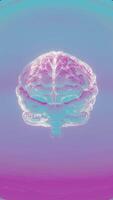 3D abstract representation of a brain in a holographic form. The holographic brain shimmers with a spectrum of colors, creating a visual that is both futuristic and mesmerizing. video