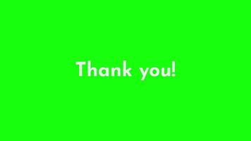 Thank you text, random movement, green screen background, transparent, alpha channel video
