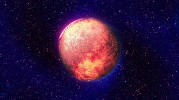 Fiery planet in the middle of space. video