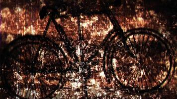 Dark background in grunge style with bicycles. video