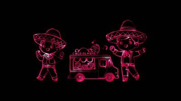 Glowing looping Cinco de Mayo Day modern Cinco de Mayo celebration. neon frame effect, black background. video