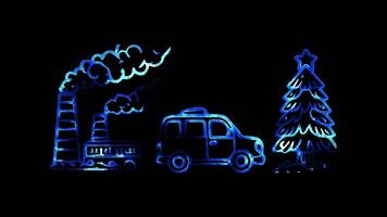 Glowing looping Earth Day Challenges in environmental conservation. neon frame effect, black background. video