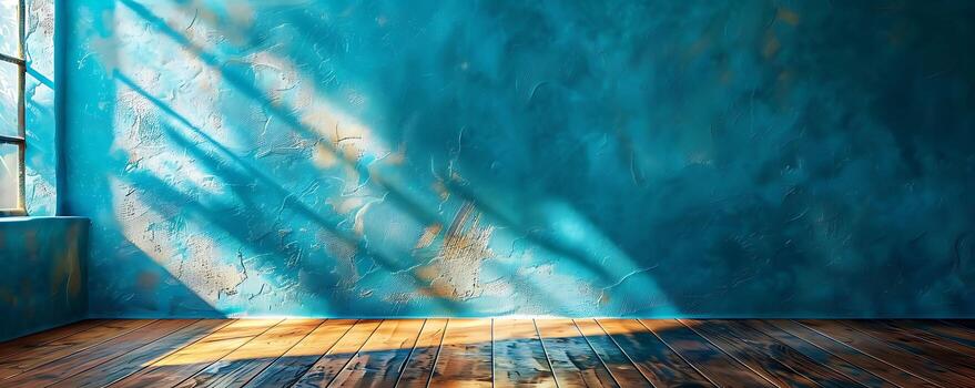 turquesa pared y de madera piso interior antecedentes foto