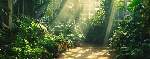 Abundance of Greenery Plants Conservatory Background photo