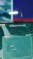 Vertical Empty russian army base of operations equipped with high tech gear and satellite surveillance systems, brainwashing the population and spreading fake news during digital warfare conflict. Camera A. video